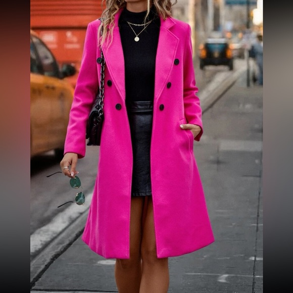 Plus size lapel collar double breasted overcoat jacket - Picture 7 of 16